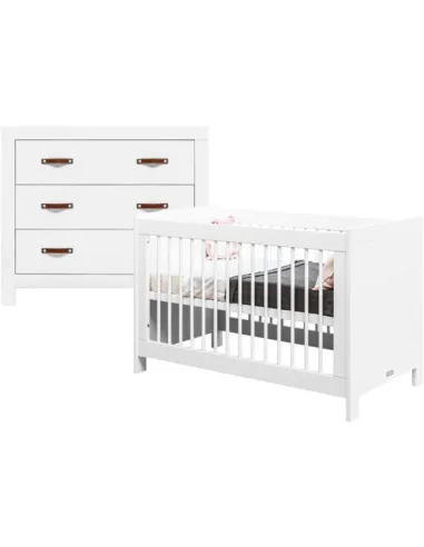 Bopita Lucca 2-delige babykamer wit (bed 60x120, commode)