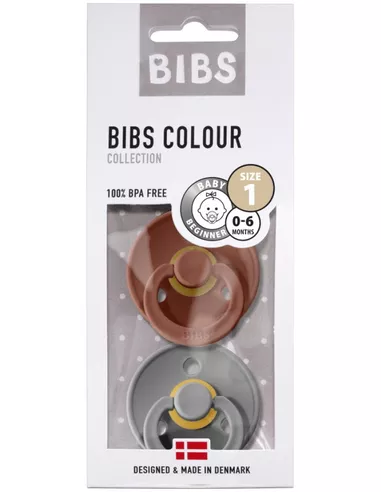 BIBS fopspeen Colour / Duurzaam natuurrubber 2 stuks - Rust / Smoke - 0 tot 6 maanden - Size 1